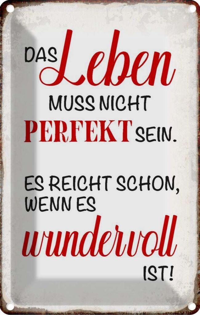 vianmo Blechschild 30x20 cm Leben muss nicht perfekt sein Dekoration Spruch Zitat