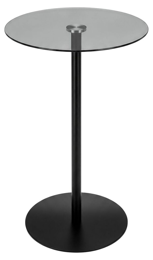 Metall bijzettafeltje rond met glazen blad - 53 x 35 cm - Productafbeelding 