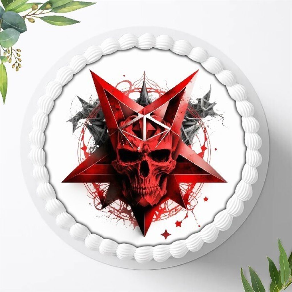 Für die Geburtstags Torte ein Tortenaufleger, Zuckerbild mit dem Motiv: Pentagramm, Essbares Foto für Torten, Fondant, Ø 20cm, 1383z