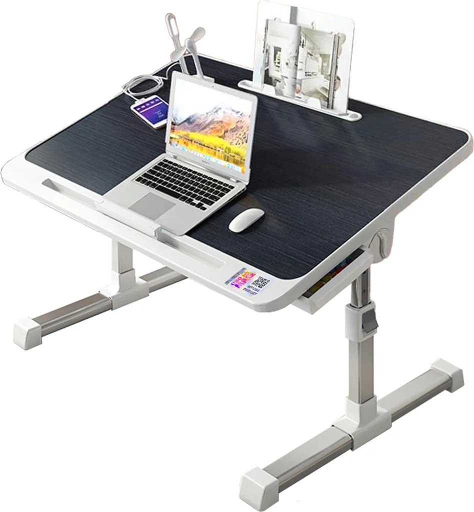 Table de lit multifonction réglable noire 60x40cm pour PC portable