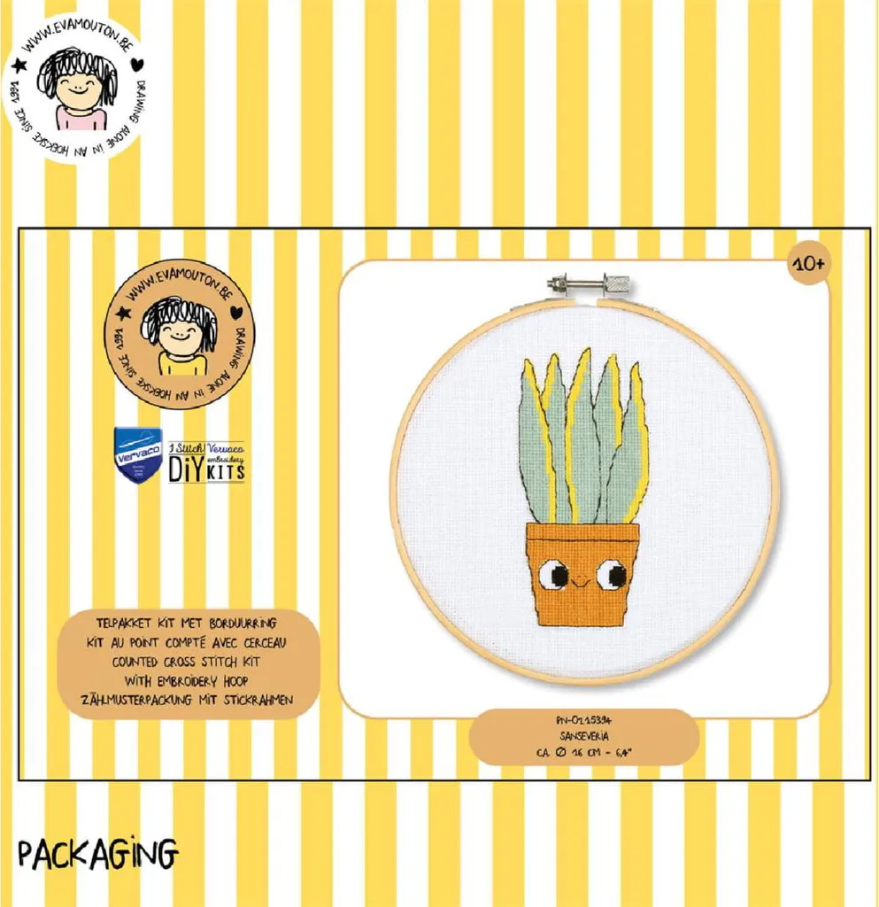 Kit Broderie Sanseveria 16cm Apprendre le Point de Croix Facilement