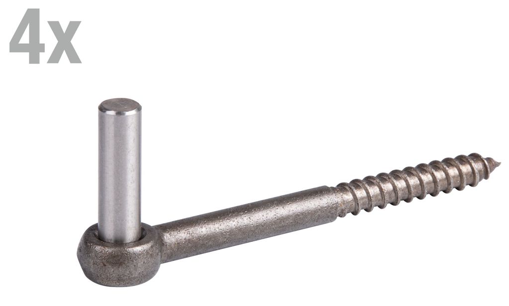 Alberts 4 x Kloben zum Einschrauben aus Edelstahl 155 mm Länge, J-Haken, mit Gewinde