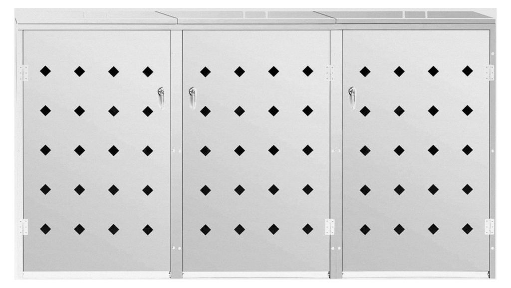 Mülltonnenbox für 3 Tonnen 240 L Edelstahl, wetterfeste Müllbox für Campingplätze, Bürokomplexe und Wohnanlagen