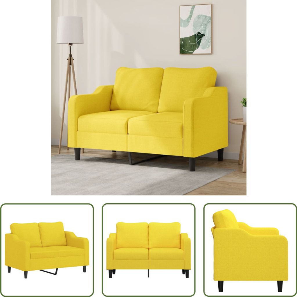 The Living Store 2-Sitzer-Sofa Hellgelb 120 cm Stoff