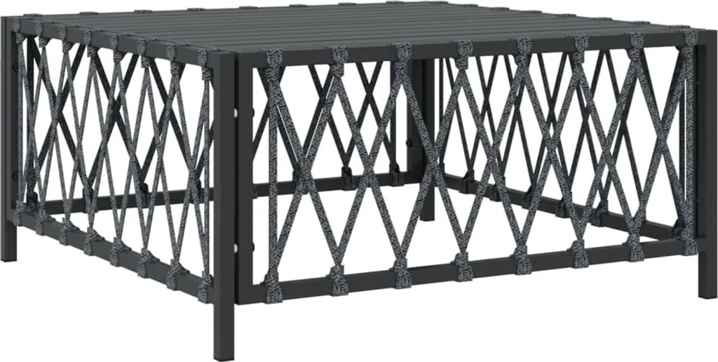 Table de jardin basse en tissu gris anthracite pour apéritif et balcon