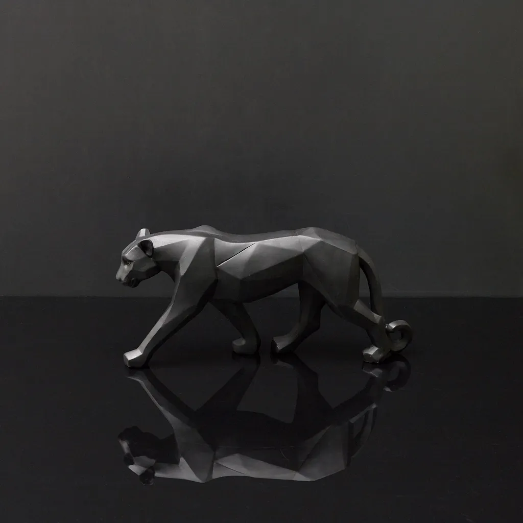 Panthère Origami Noir L40cm pour Décorer un Buffet ou Meuble TV Chic