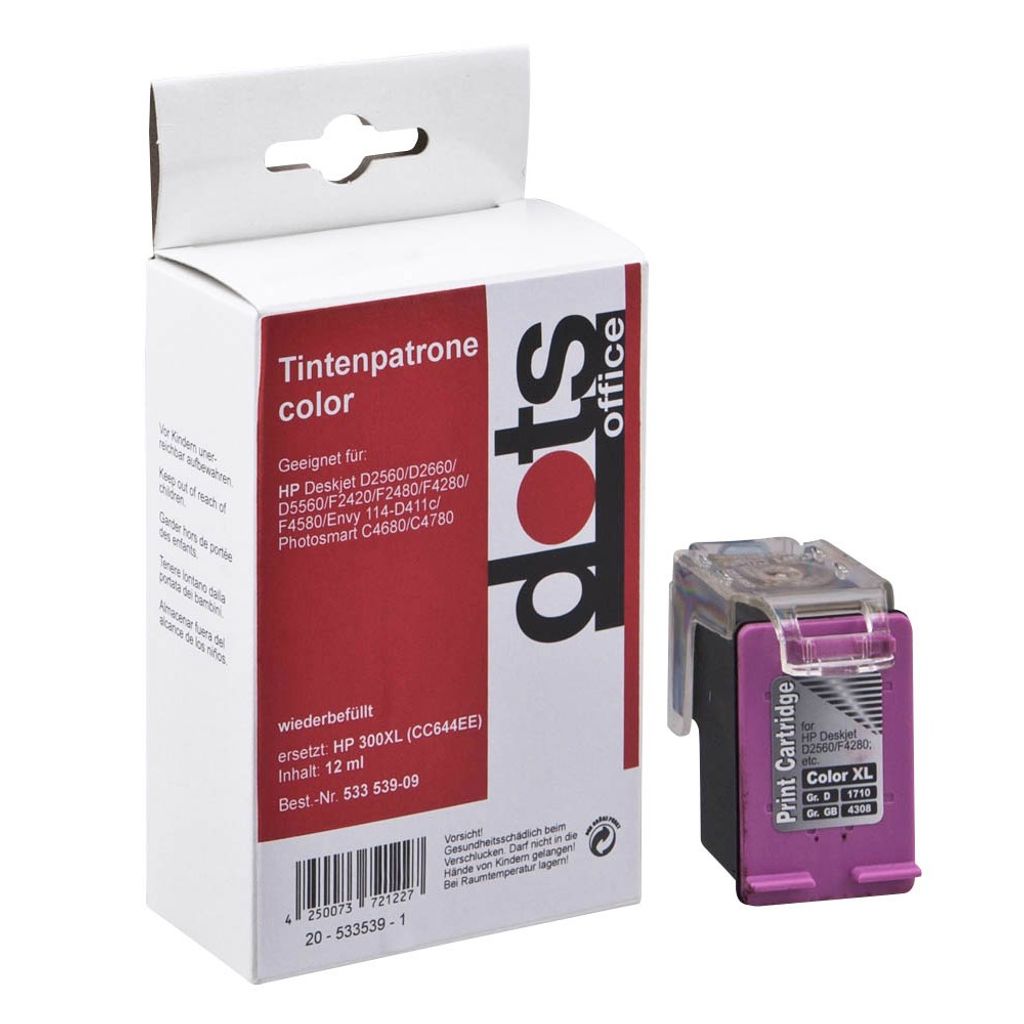 dots color Druckerpatrone kompatibel zu HP 300XL (CC644EE)