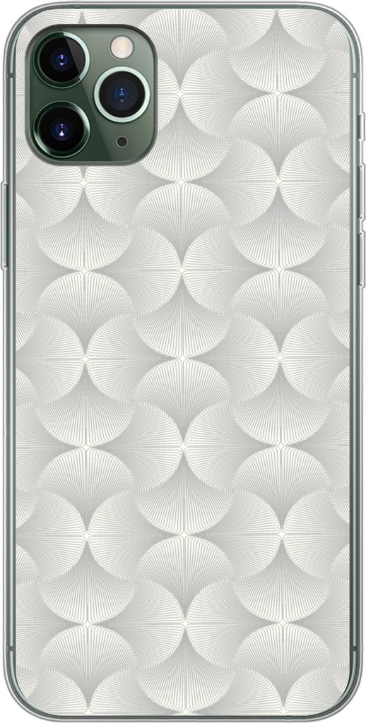 MuchoWow Handyhülle Schutzhülle Hülle für Telefoonhoesje iPhone 11 Pro Max Muster - Silber - Retro Silikon Softcase Handy Hülle - Schutz
