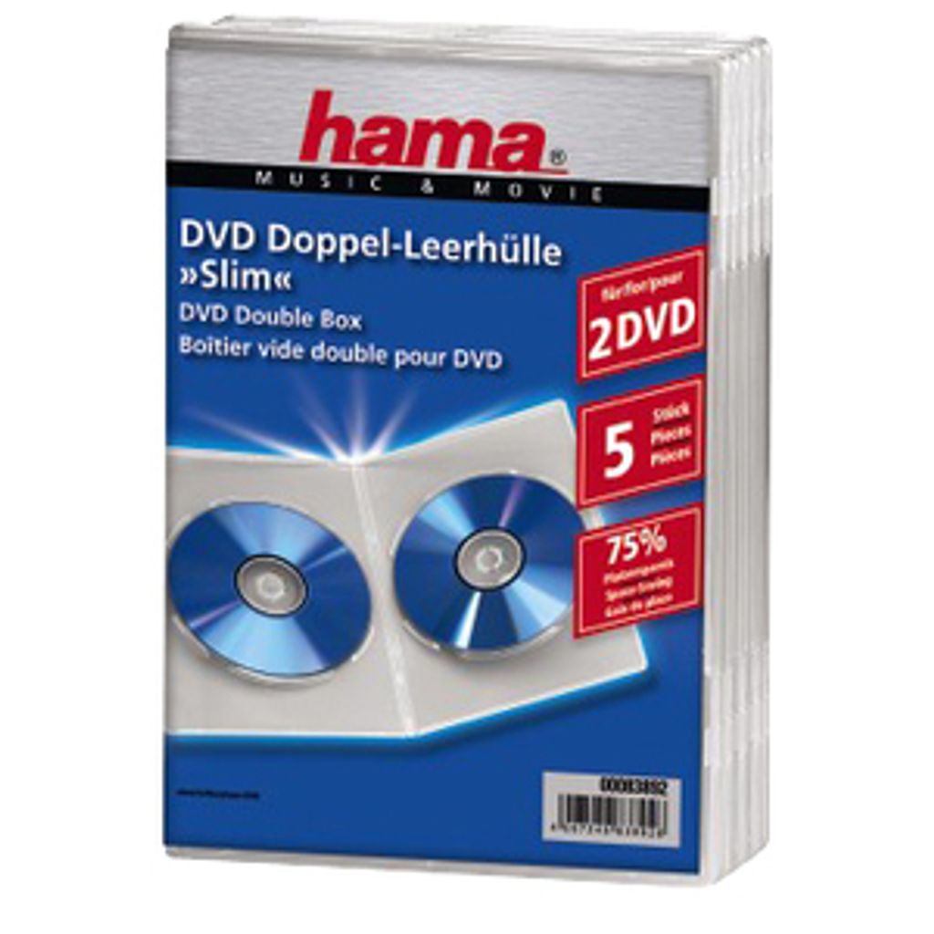 Hama Double DVD Jewel Case, Slim 5 , transparent, 2 Disks, Produktbild 