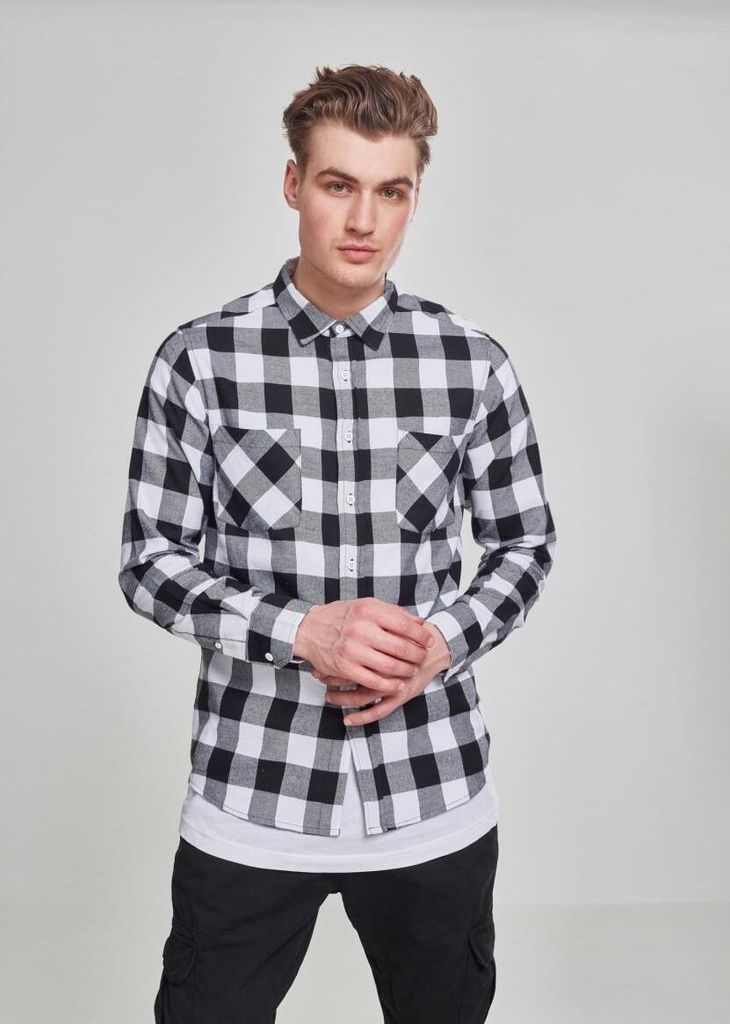 Urban Classics Pánská kostkovaná košile Unifir černo-bílá Obrázek produktu 