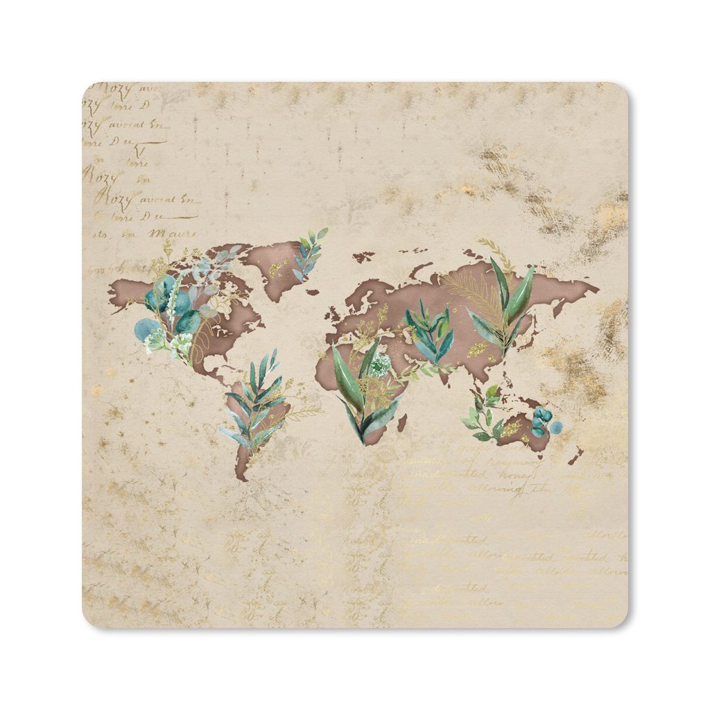 MuchoWow Mauspad Mousepad Weltkarte - Braun - Vintage 20x20 cm - Mousepads - Maus Mat - Pad - Mausunterlage - Desk Mat - Bureauartikeln