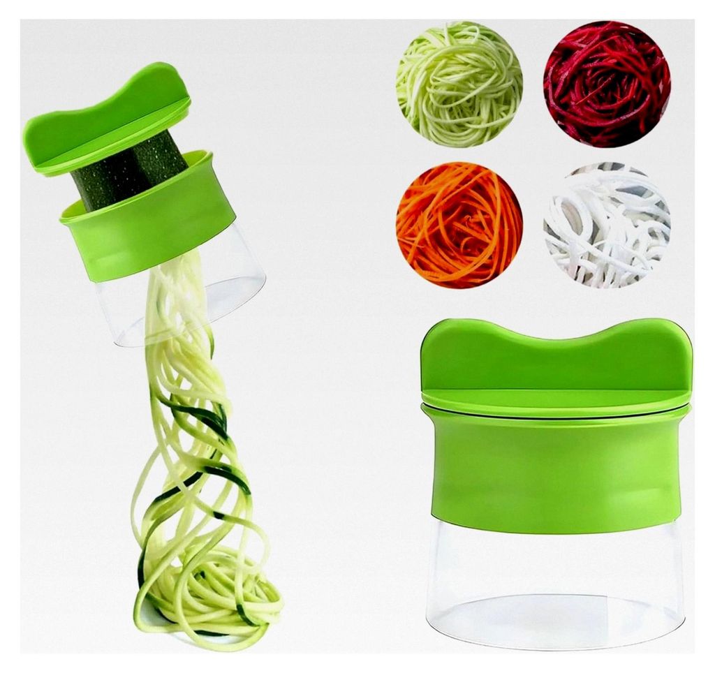 Gemüsespiralschneider, Handspiralschneider für Gemüse, 4-in-1 Gemüseschneider, Zucchini-Spaghetti-Schneider, Gemüsehobel für Spaghetti aus Ge...