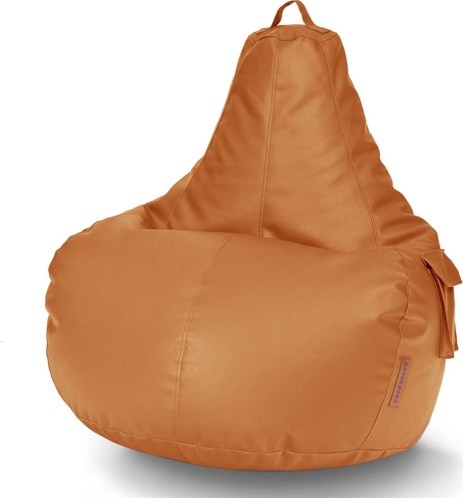 Green Bean Sitzsack aus Kunstleder mit EPS Perlen Füllung - 90 x 80 x 70 cm - Bean Bag Sitzkissen Sitzpuff Sitzsessel Bodenkissen Lounge Gaming ...