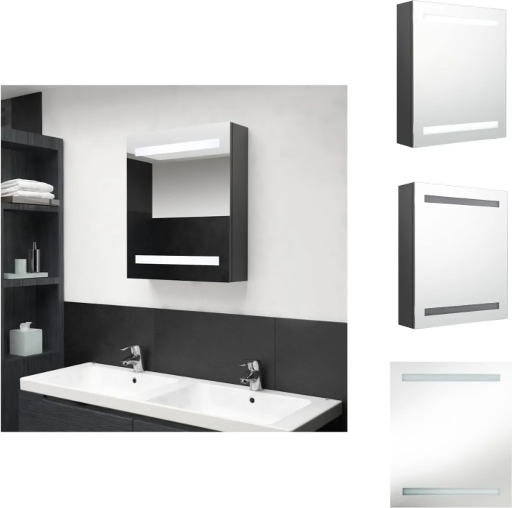 vidaXL Mobile specchio bagno LED grigio 50x14x60 cm - Mobili da bagno