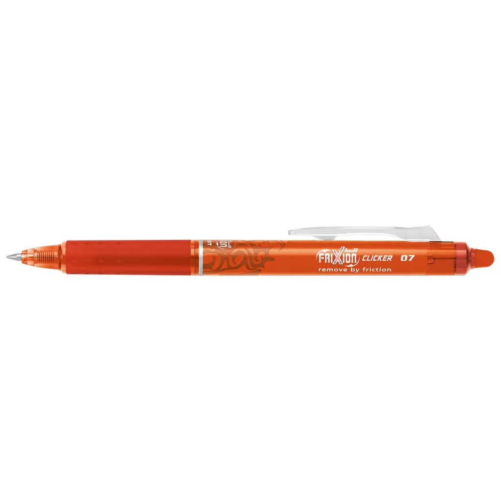 Pilot Frixion Clicker Orange Stylo Rétractable et Rechargeable 0,4 mm