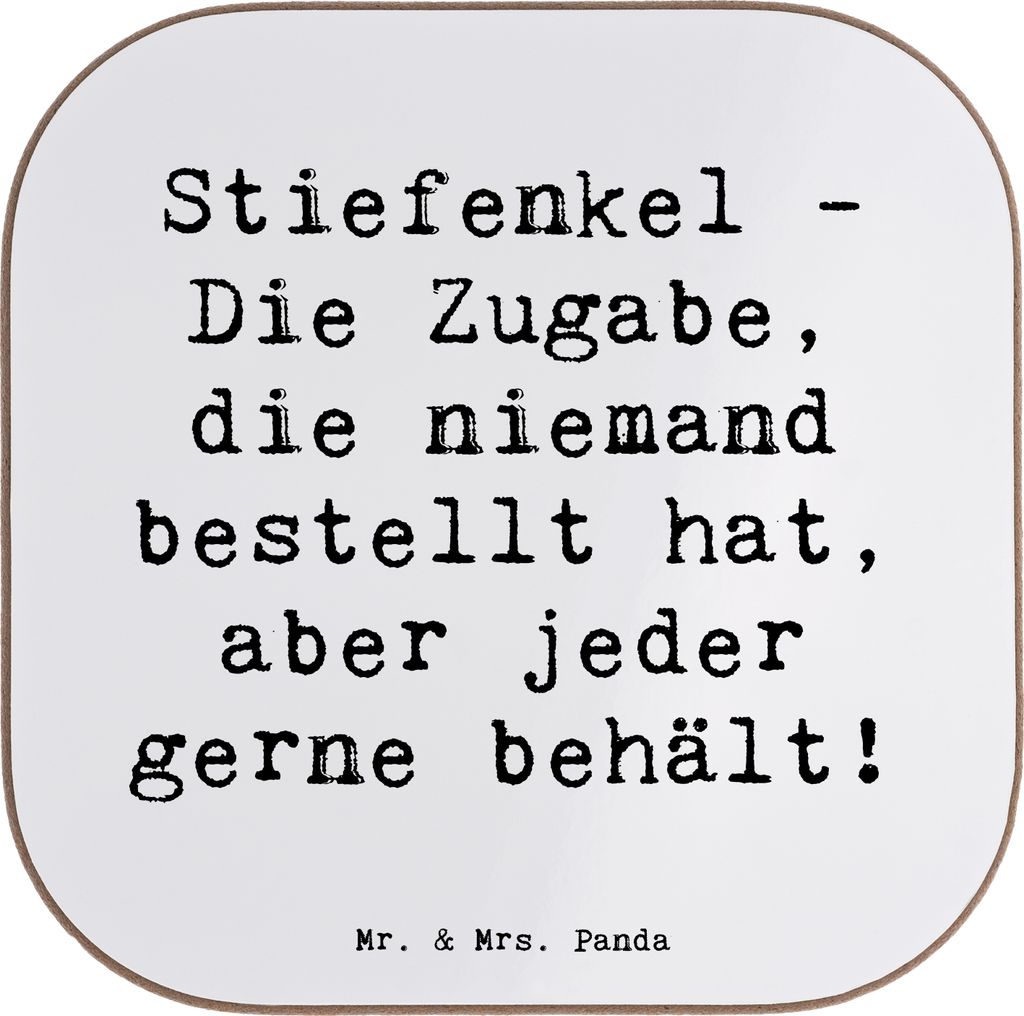 Mr. & Mrs. Panda Untersetzer für Gläser Spruch Stiefenkel Freude - Weiß - Geschenk, Glas, Großeltern, Stieffamilie, gläseruntersetzer, Tassen,...