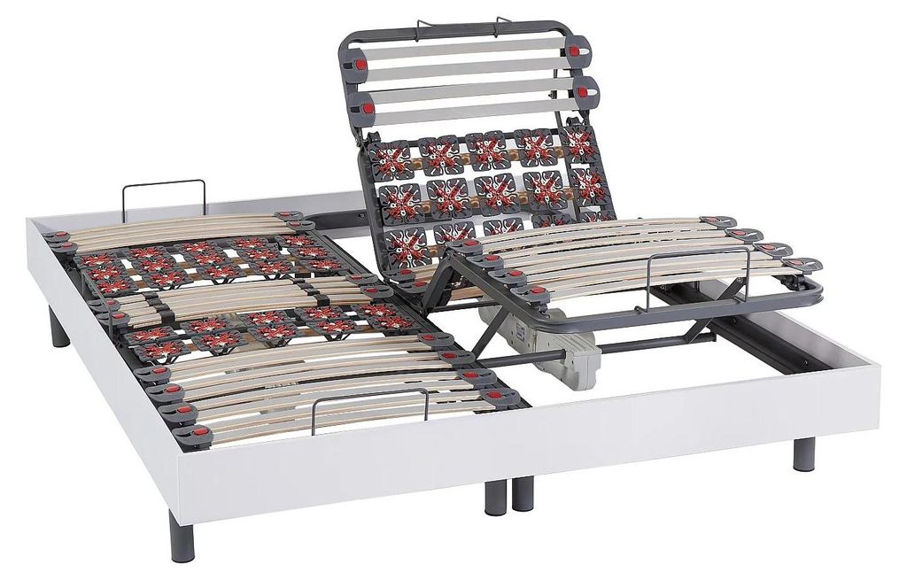 Entspannungsrahmen mit Latten und 2x25 Fliesen Holzoptik weiß von YSMÉE - 2 x 80 x 200 cm - OKIN motors