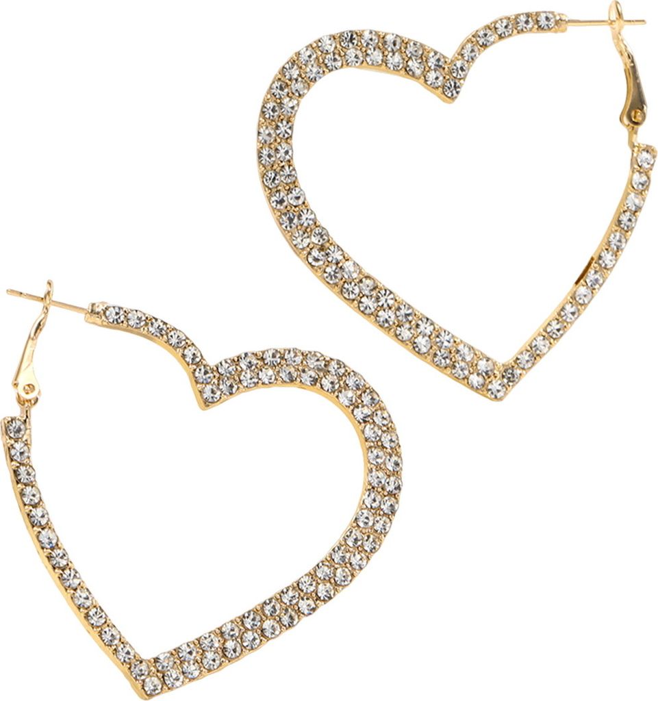 1 Paar Damen Ohrringe Herzform Strass Individuelle Hängeohrringe Übertrieben Party Club Dating Baumeln Ohrringe Ohr Hoop Schmuck