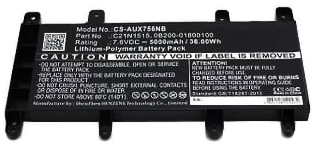 Akku für Asus K756UX-TY243T Li-Pol 7,6 Volt 5000 mAh schwarz