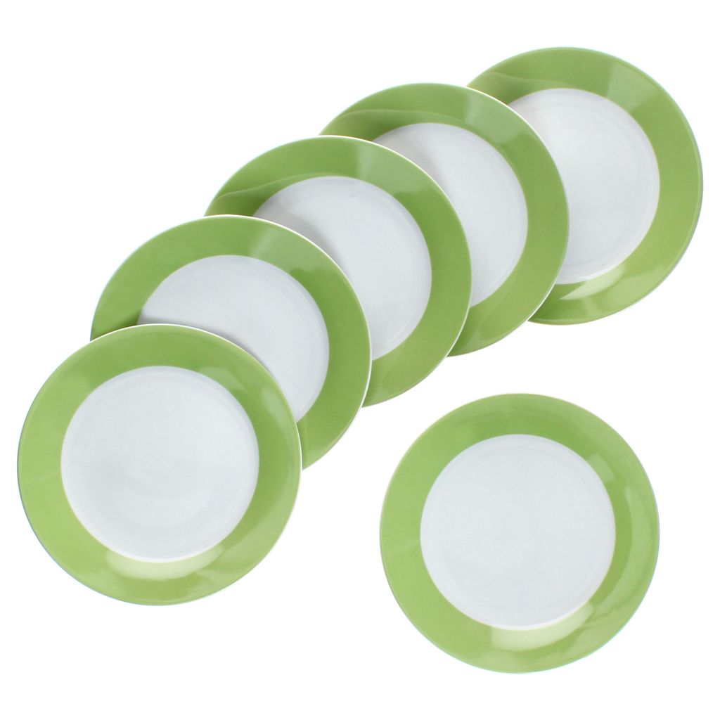 6er Set Variant Grün Kuchenteller bunte Frühstücks-Teller Dessert 6 Personen