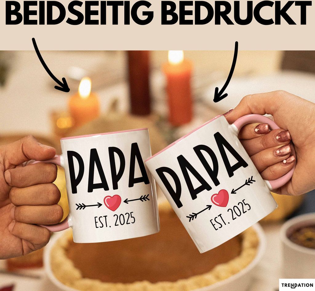 Trendation - Du Wirst Papa 2022 Tasse Geschenk Schwangerschaft Verkünden Vater Überraschung Baby Kaffeetasse Vater 2022 (Rosa)