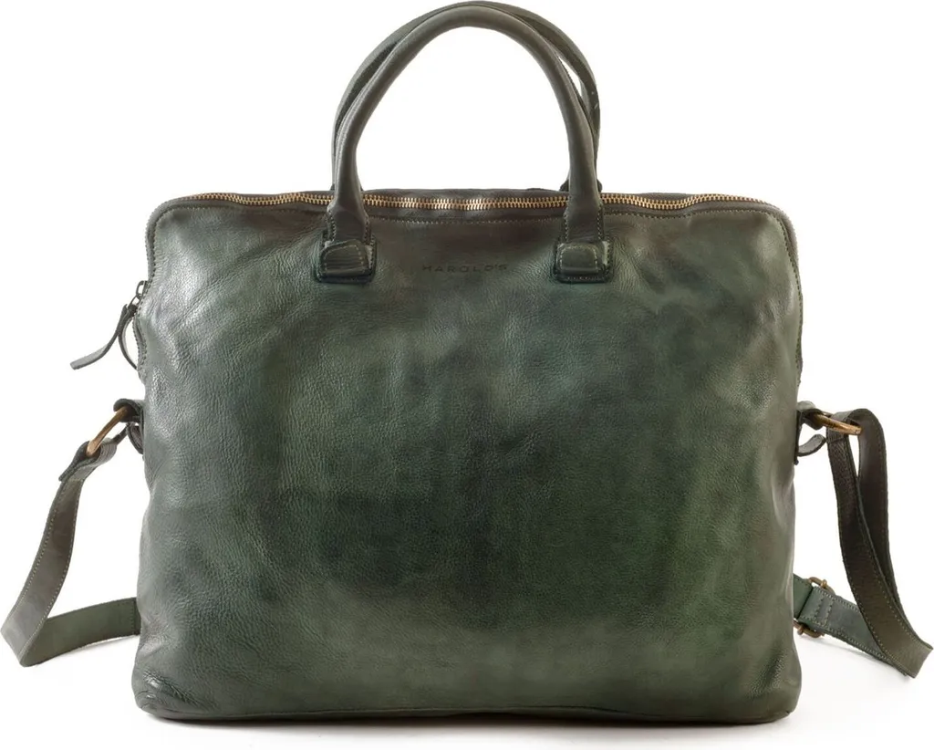 Sacoche Ordinateur en Cuir de Qualité Supérieure Style Businessbag Vert