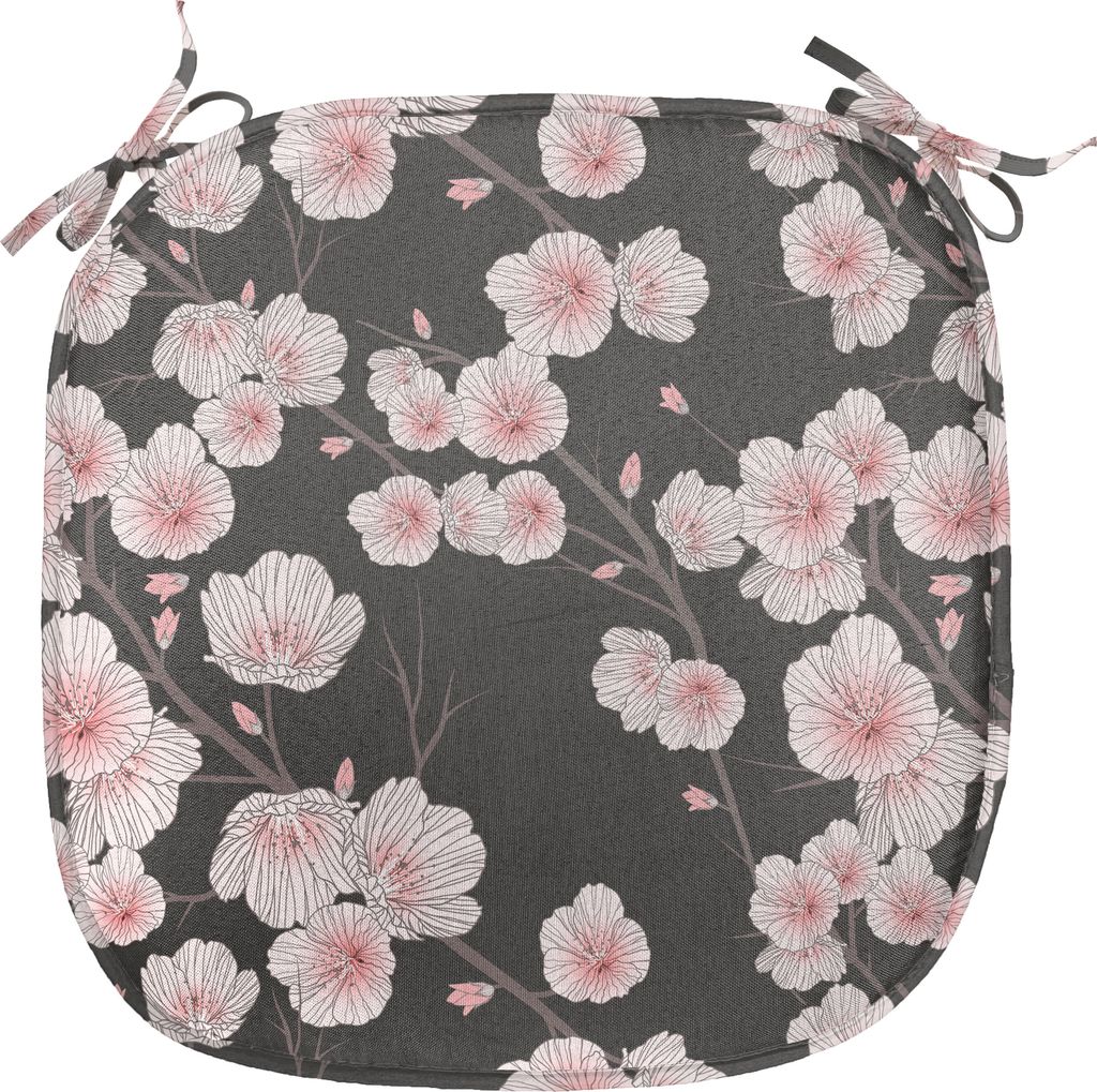 ABAKUHAUS Kirschblüte Polster für Esszimmerstühle, natürlicher Rustic, Dekoratives wasserfestes Kissen mit Riemen für Küchensitze, 40 cm x 40...