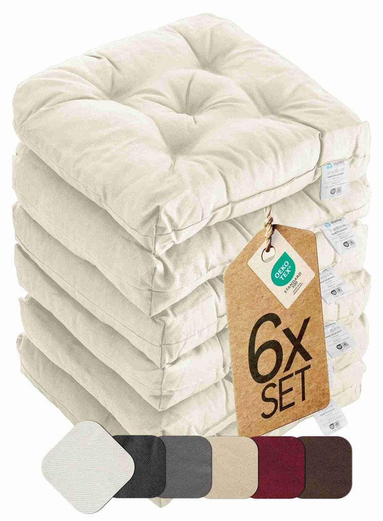 Sitzkissen Stuhlkissen Indoor & Outdoor 6er Set 42x42 cm - Produktbild 