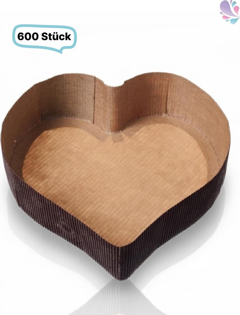 Papier-Backformen Herz klein, 600 Stück, 135x135x35mm, 420ml, Backofen geeignet, aluminiumfrei