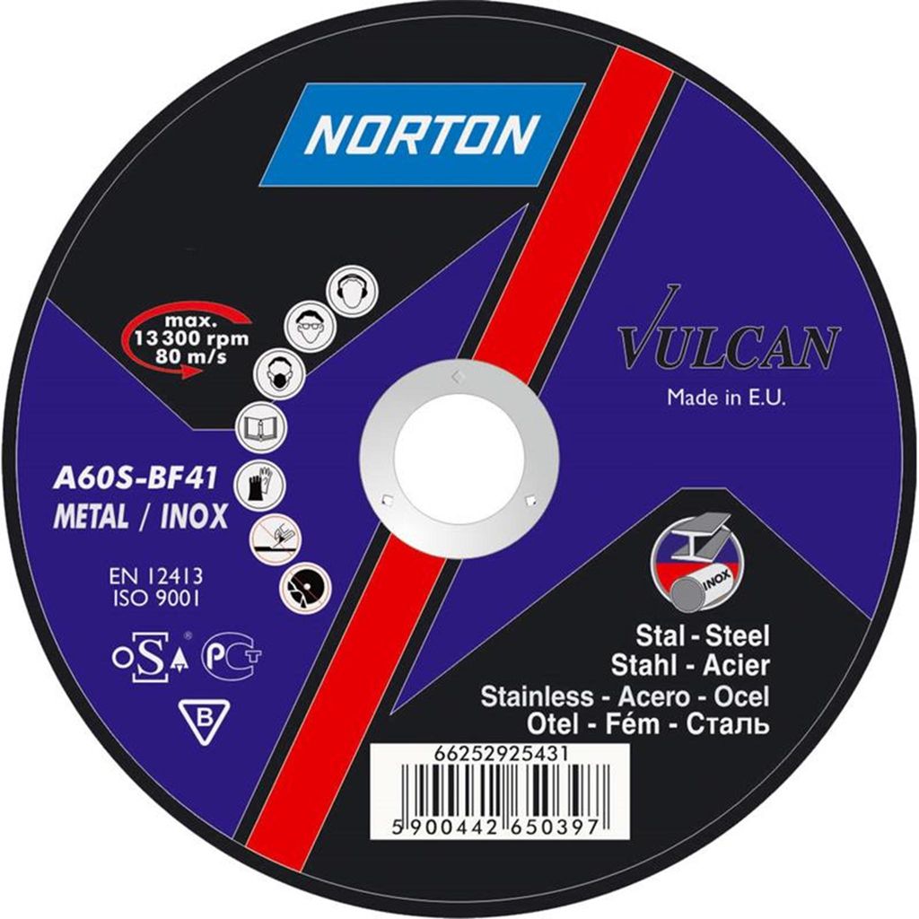 Norton Vulcan Trennscheibe 115x1,0x22,23mm 115 x 1,0 mm Inox / Stahl 25 Stück