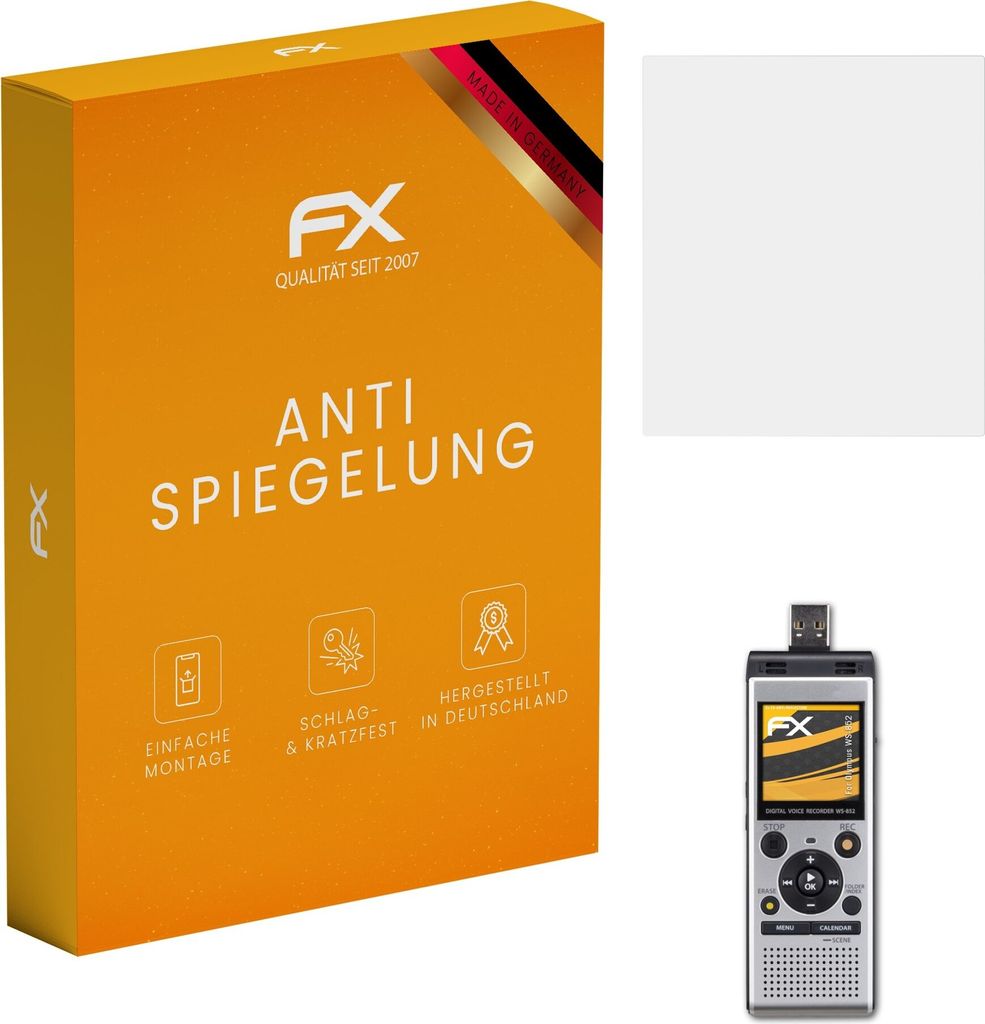 atFoliX FX-Antireflex 2x Schutzfolie kompatibel mit Olympus WS-852 Displayfolie