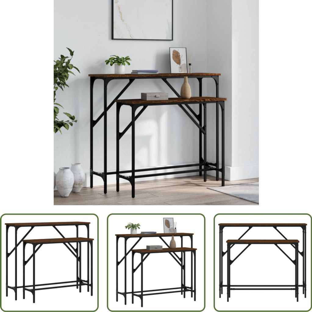 The Living Store Konsolentische 2 Stk. Braun Eichen-Optik Holzwerkstoff