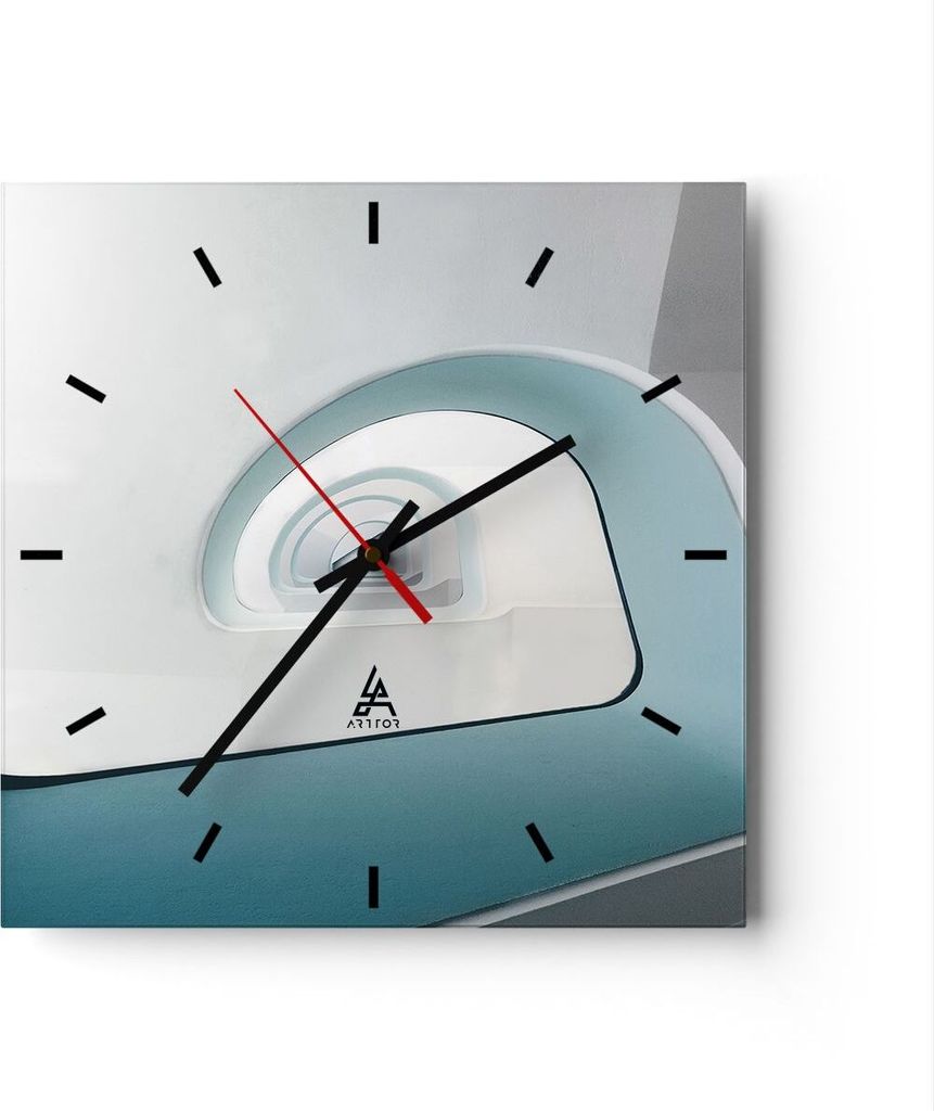 Wanduhr - Quadrat - Glasuhr - Dreidimensional Modern Spirale - 40x40cm - Schleichendes Uhrwerk - Lautlos - zum Aufhängen bereit - Dekoration Moder...