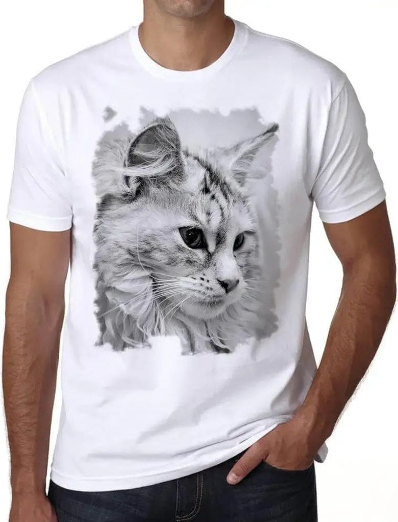 Herren Grafik T-Shirt Katze maine coon – Cat Maine Coon – Öko-Verantwortlich Vintage Jahrgang Kurzarm Lustige Druck Geburtstag Geschenk Mann