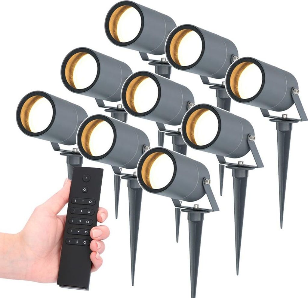 hoftronic LED Gartenstrahler 4W 345lm 2700K Anthrazit IP65 Set 9 Stück