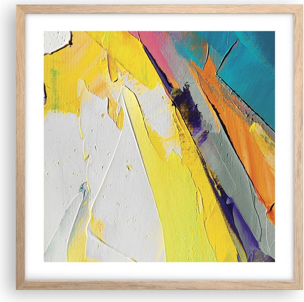 Gerahmtes Poster - Rahmen in heller Eiche - Deadlock Farben dreidimensional - 50x50 cm - Wand Bild - Wanddeko - Wandbilder - Kunstposter - Wandpost...