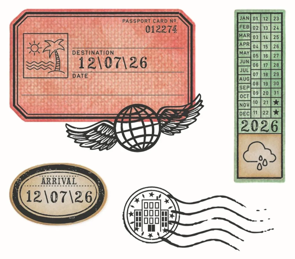 Matériel de scrapbooking Sizzix pour décoration de carnets de voyage