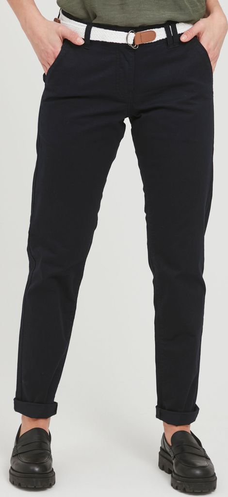 OXMO OXChakira Damen Chino Hose Stoffhose mit Gürtel Stretch Eingrifftaschen Baumwollmischung Regular fit