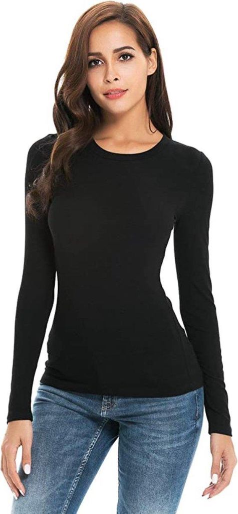 Hochwertiges Damen Thermofleece, Thermo Shirt, Wärmeshirt, Schwarz - XL/XXL