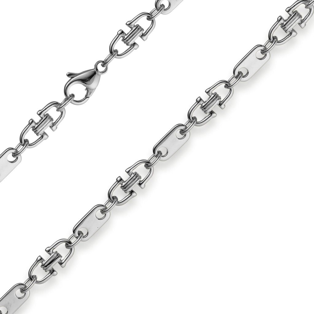 5,5mm Armband Armkette Platte-Steigbügelkette, 585 Gold Weißgold 21cm