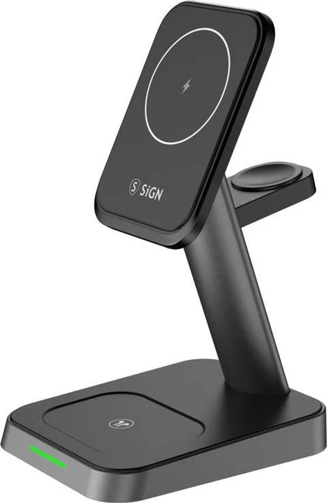 Station de recharge 3-en-1 induction 15W pour iPhone noir de marque SiGN
