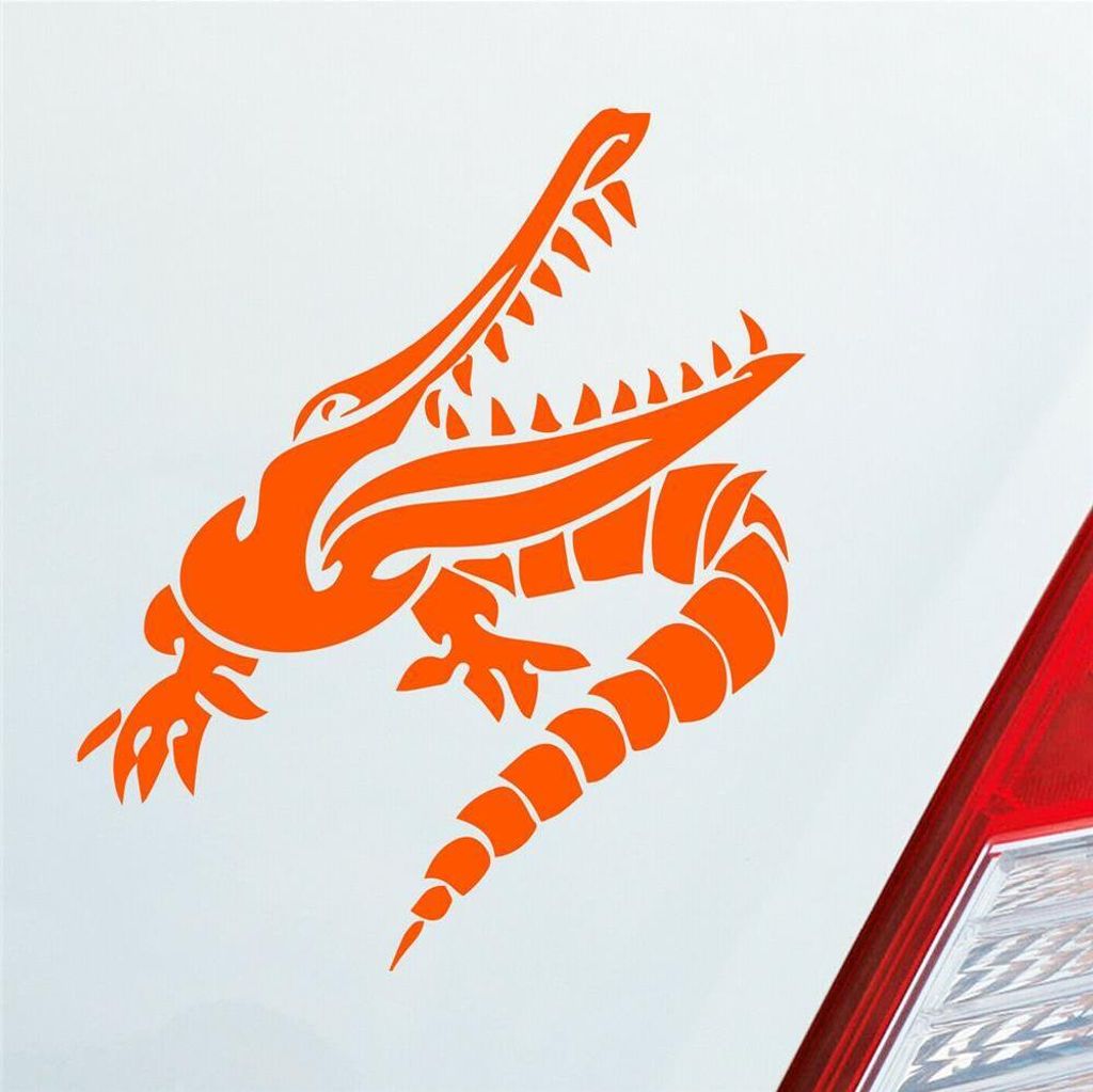 Auto Aufkleber Krokodil Aligator Kroko Animal Tier Tuning 10x12 cm Orange Sticker Heckscheibenaufkleber