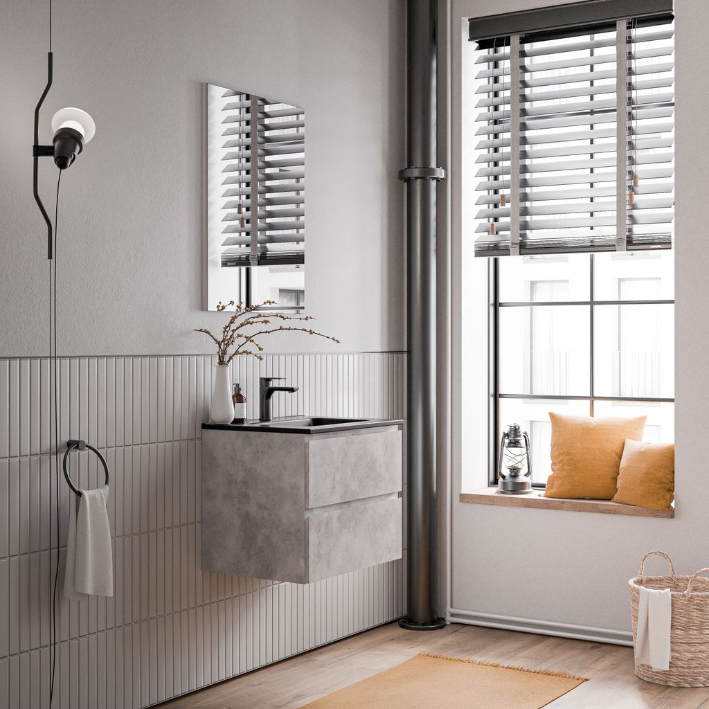 Unterschrank AVA 60 cm mit Keramik Waschbecken - Farbe wählbar, Farbe Badmöbel:Eiche Honiggold, Waschbecken:Weiß glänzend