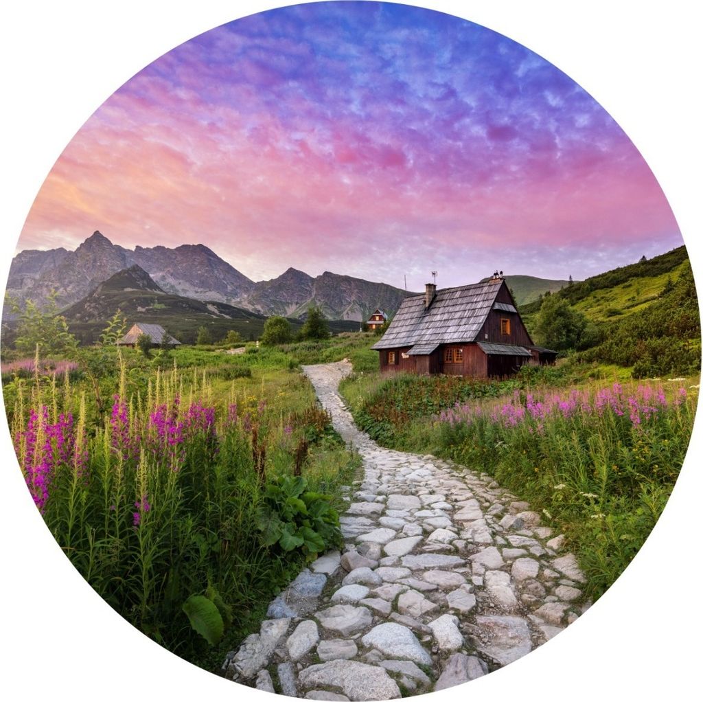 Sticker cercle PAYSAGE montagnes les Tatras GASIENICOWA Image du produit 