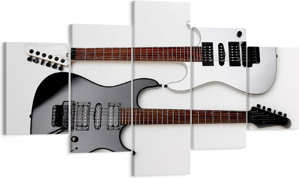 Bild auf Leinwand - Leinwandbild - E-Gitarren Streicher Musikinstrument - 125x70cm - Wand Bild - Wanddeko - Leinwanddruck - Bilder - Kunstdruck - L...