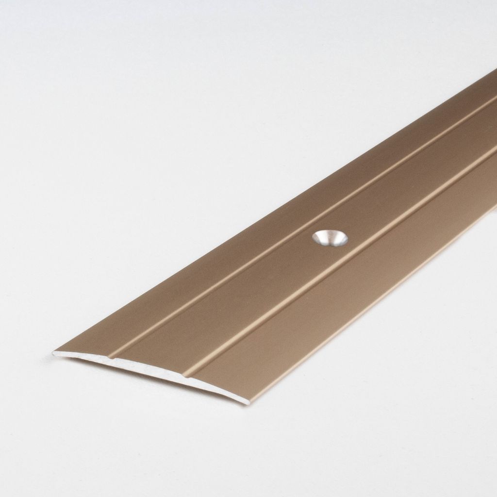 PROVISTON Übergangsprofil | 1.8 x 38 x 2700 mm | Übergangsschiene Übergangsleiste Bodenprofil Abdeckleiste Aluminium eloxiert Bronze Hell Gebohrt