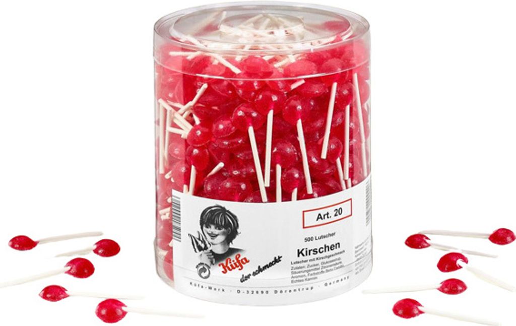 Küfa Kirschen Frucht Lutscher mit Kirschgeschmack 500 Stück Produktbild 