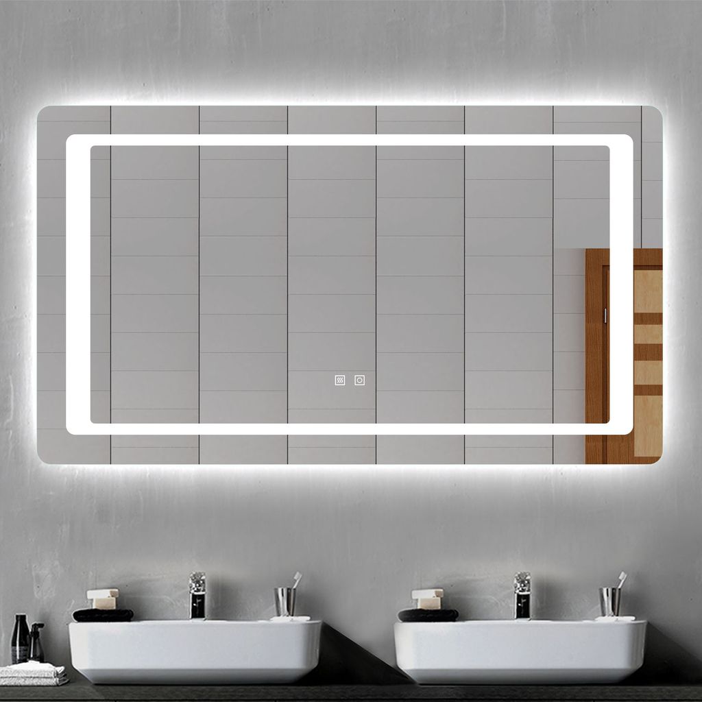 Badspiegel Spiegel beleuchtet Wand-Spiegel rechteckig Badezimmerspiegel Lampe WC 