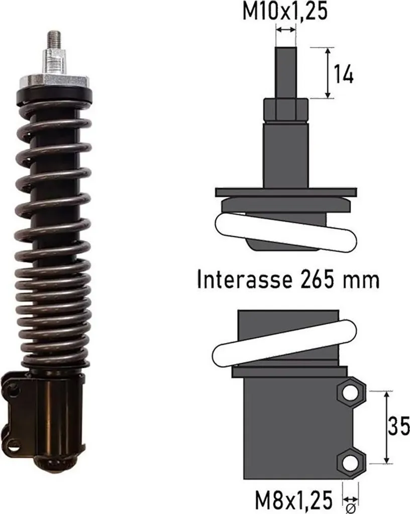 Amortisseur avant argent BCR pour Vespa ET2 ET4 - Haute Performance 50cc