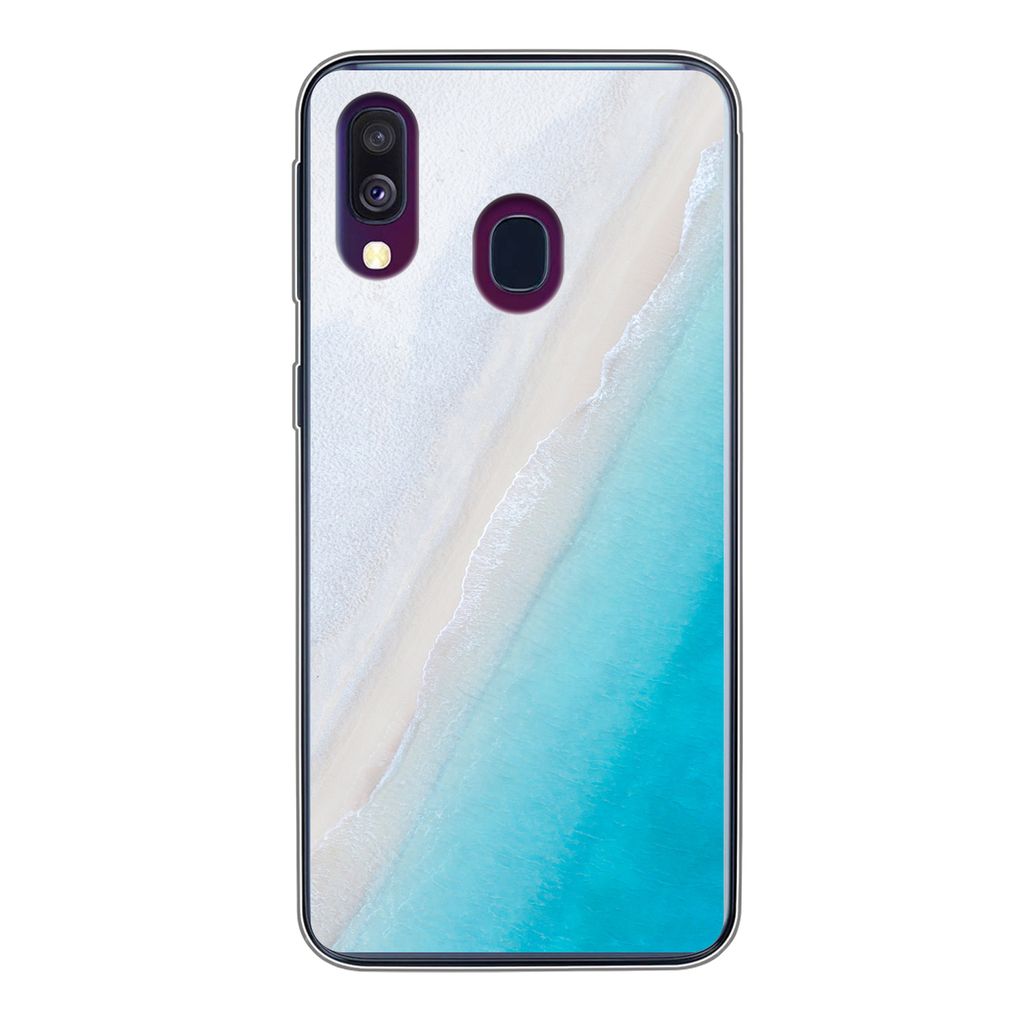 MuchoWow Handyhülle Schutzhülle Hülle für Samsung Galaxy A40 Strand - Meer - Blau Silikon Softcase Handy Hülle - Handy-Tasche